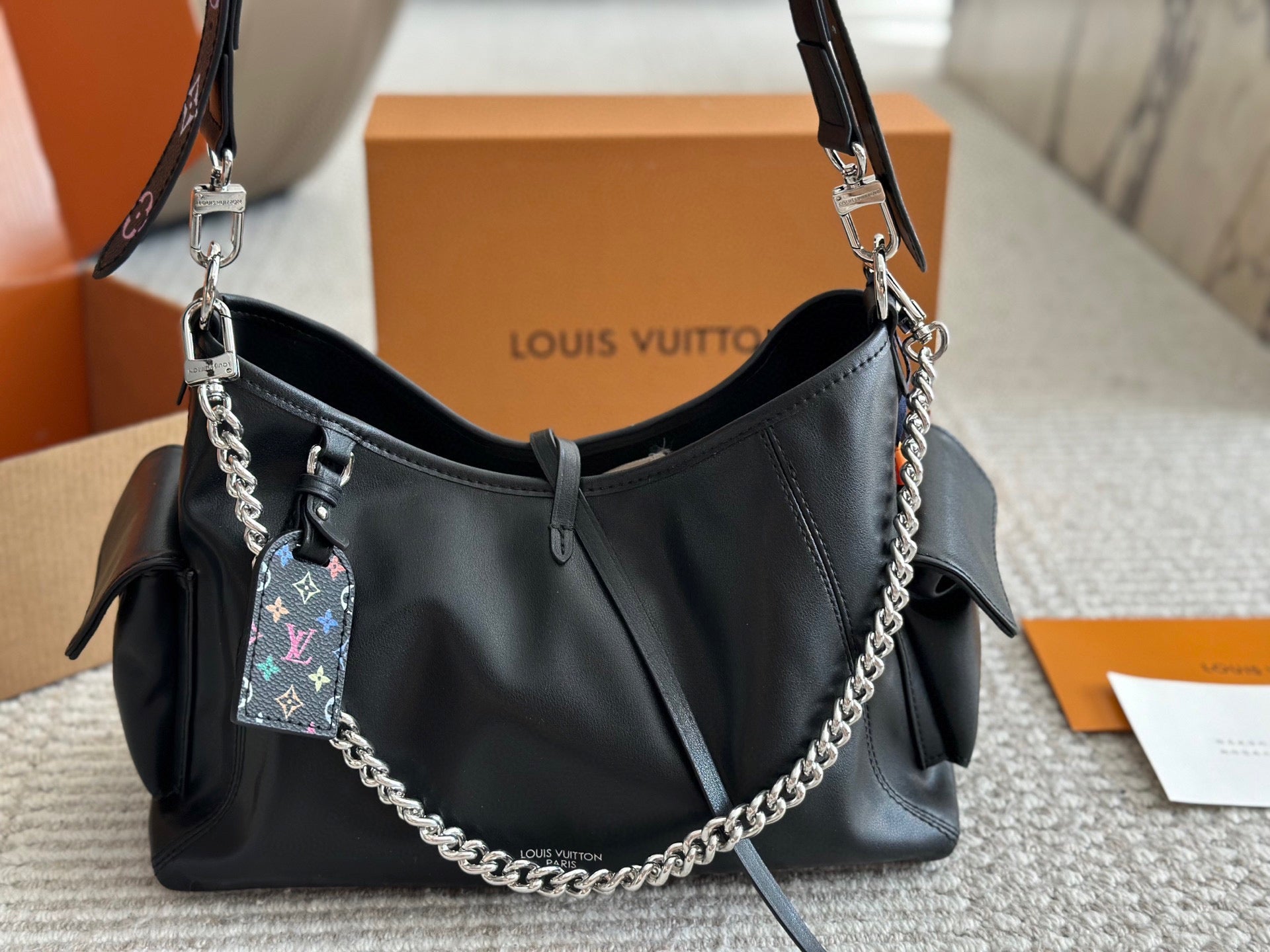 Black Leather Chain Handbag