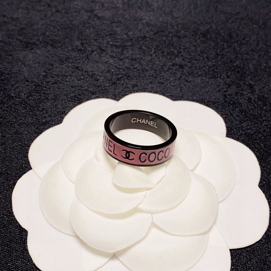 Personalized Pink Enamel Ring