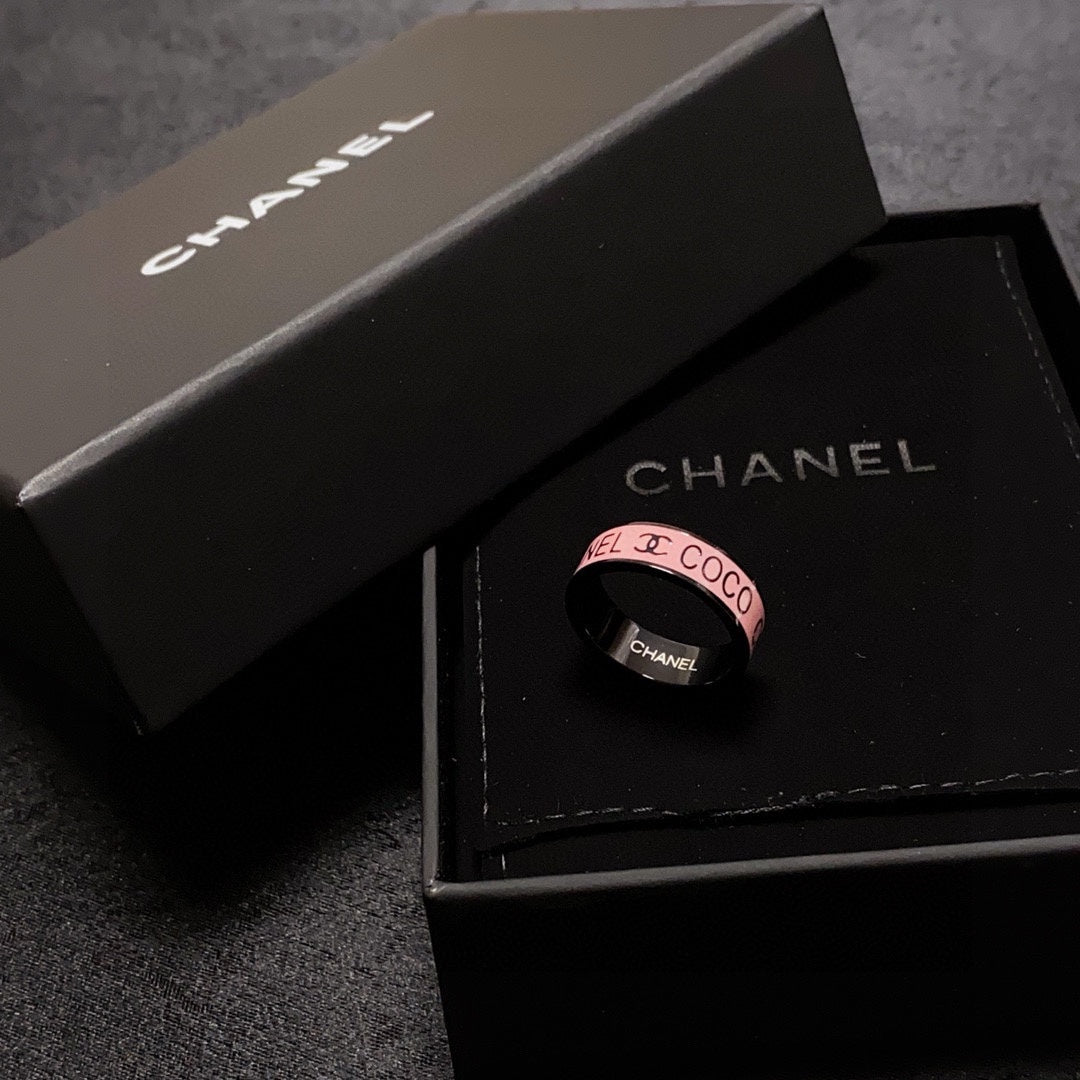Personalized Pink Enamel Ring