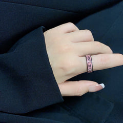 Personalized Pink Enamel Ring