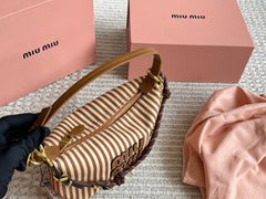 Striped canvas box bag