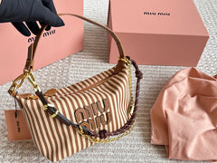 Striped canvas box bag