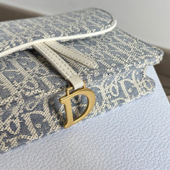 Light Blue Embroidery Chain Bag