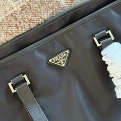 Black nylon large tote bag