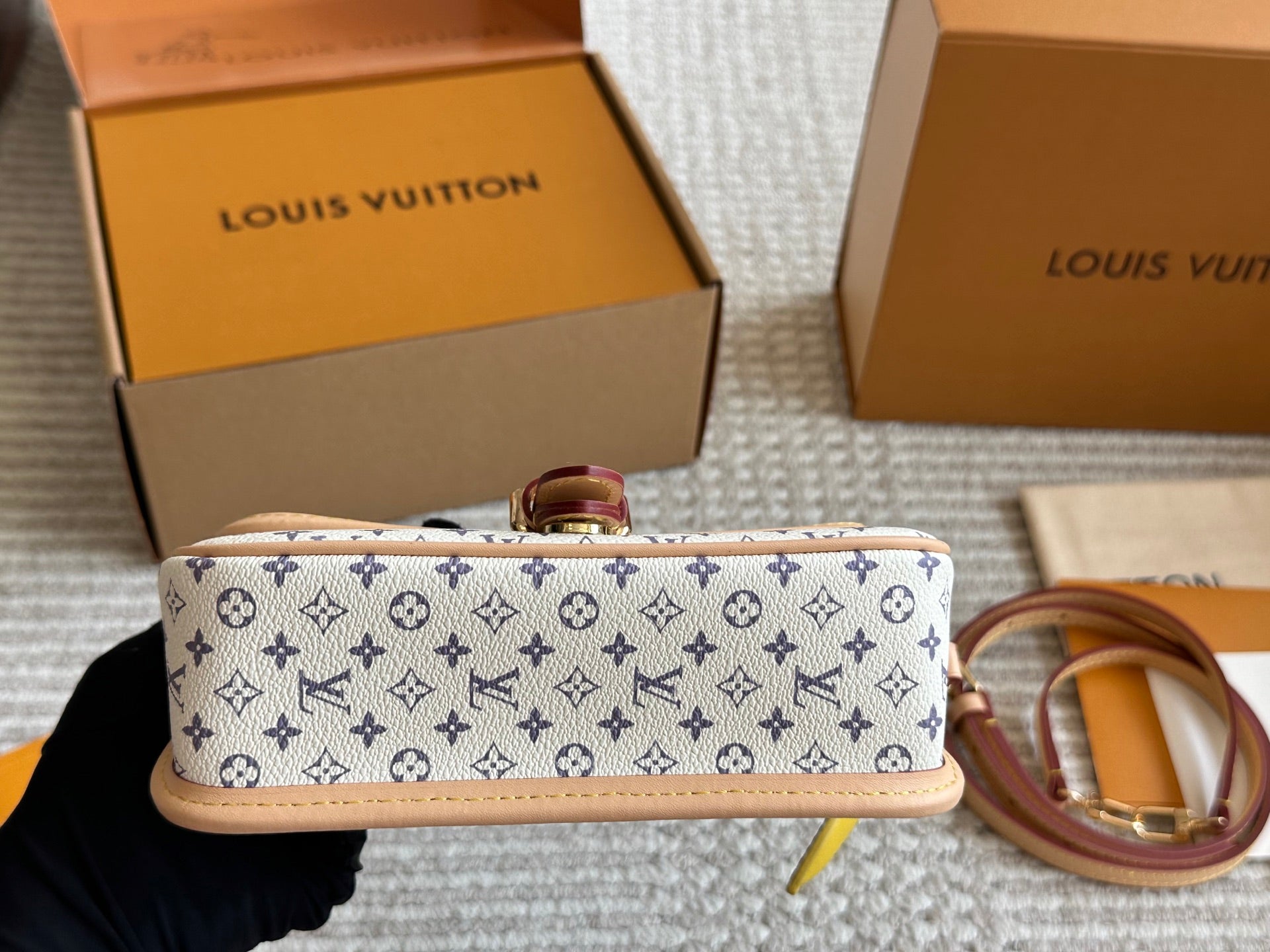 Leather embossed flap handbag
