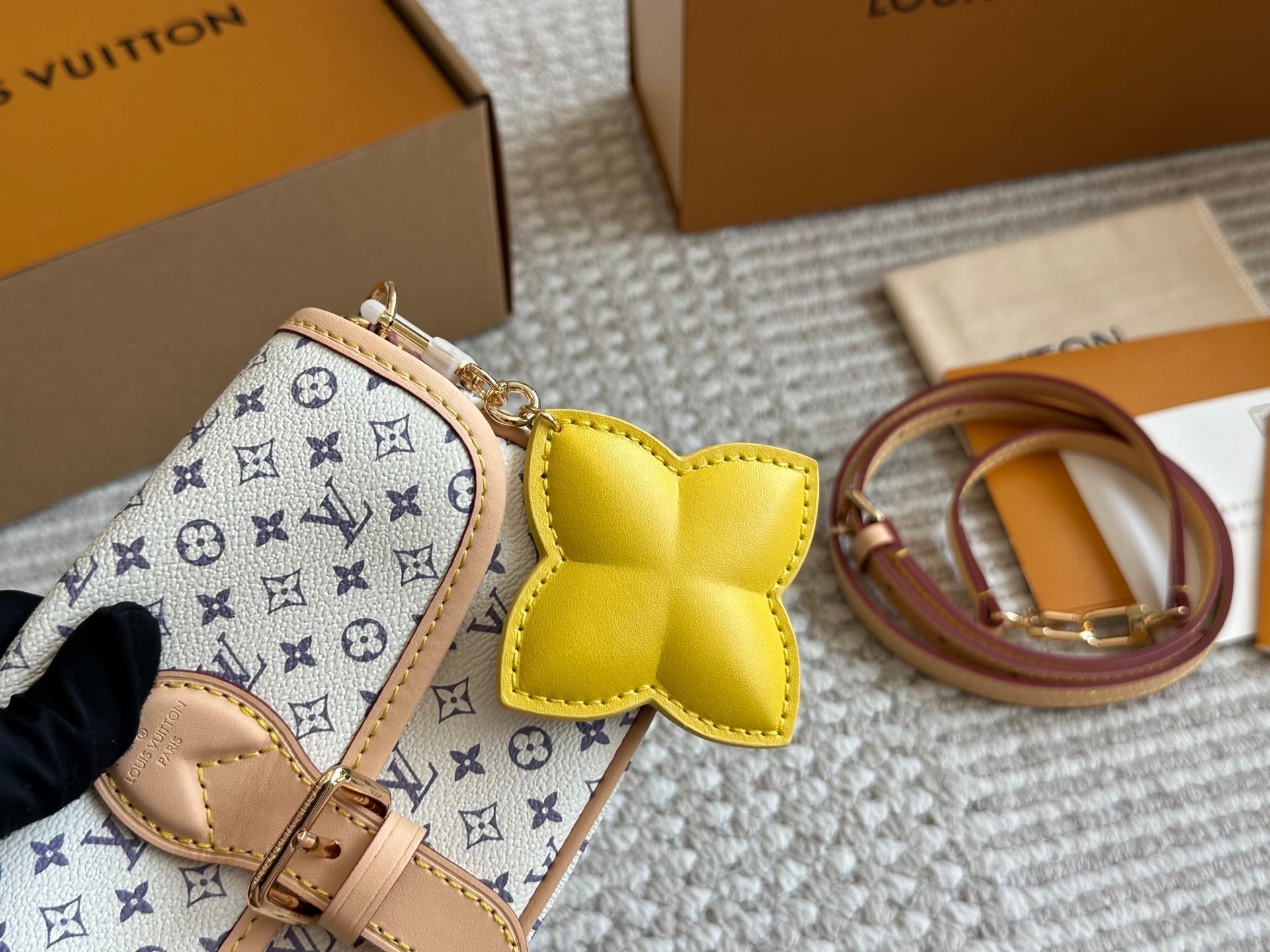 Leather embossed flap handbag
