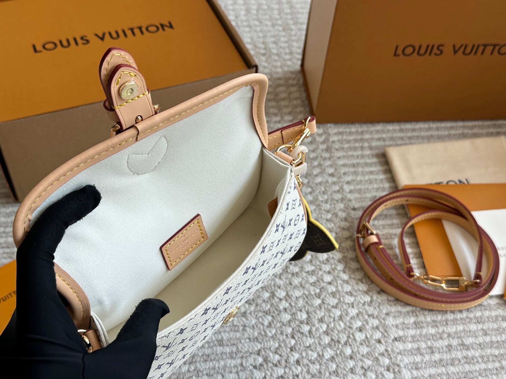 Leather embossed flap handbag