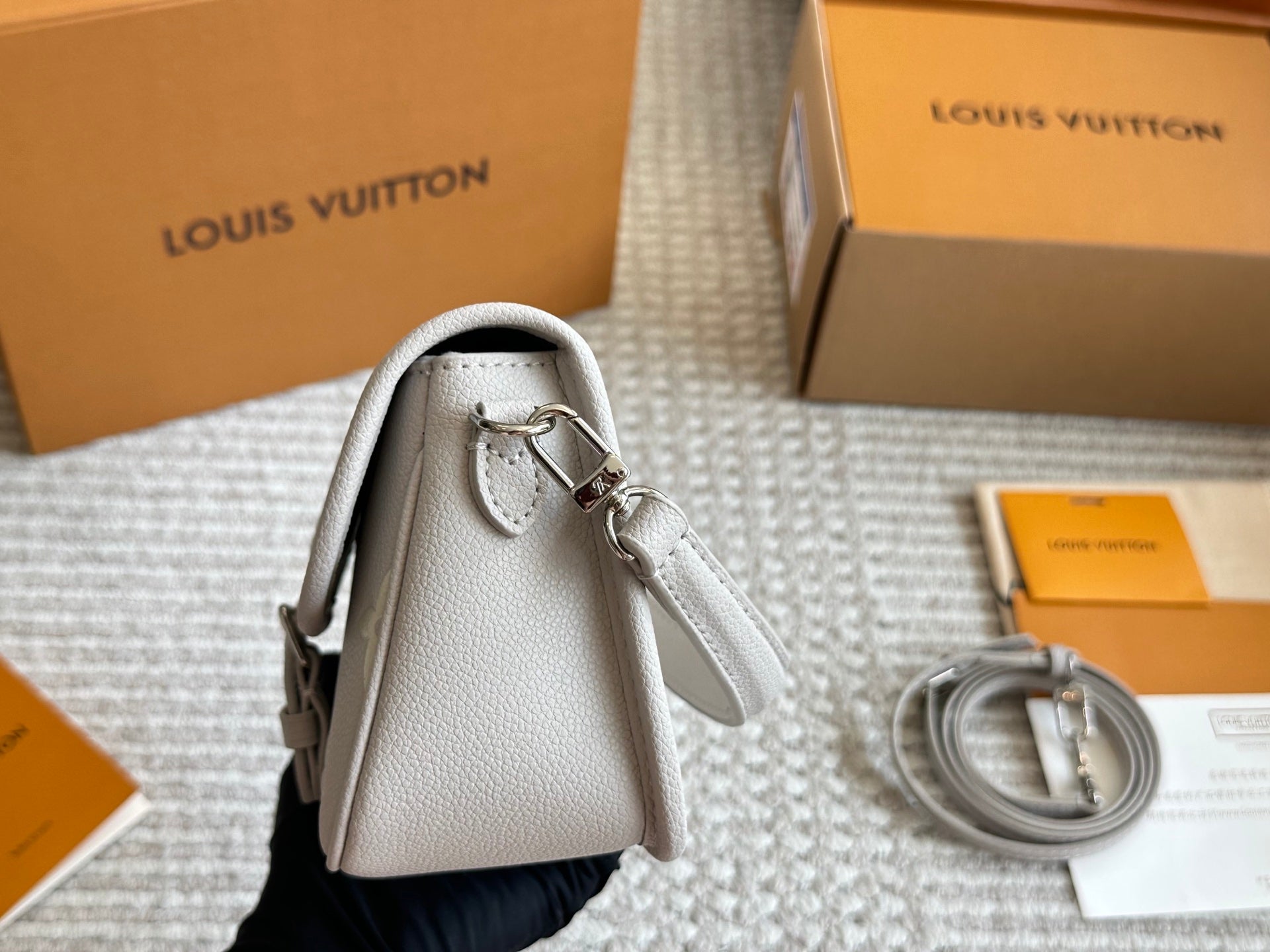 Mini leather baguette bag