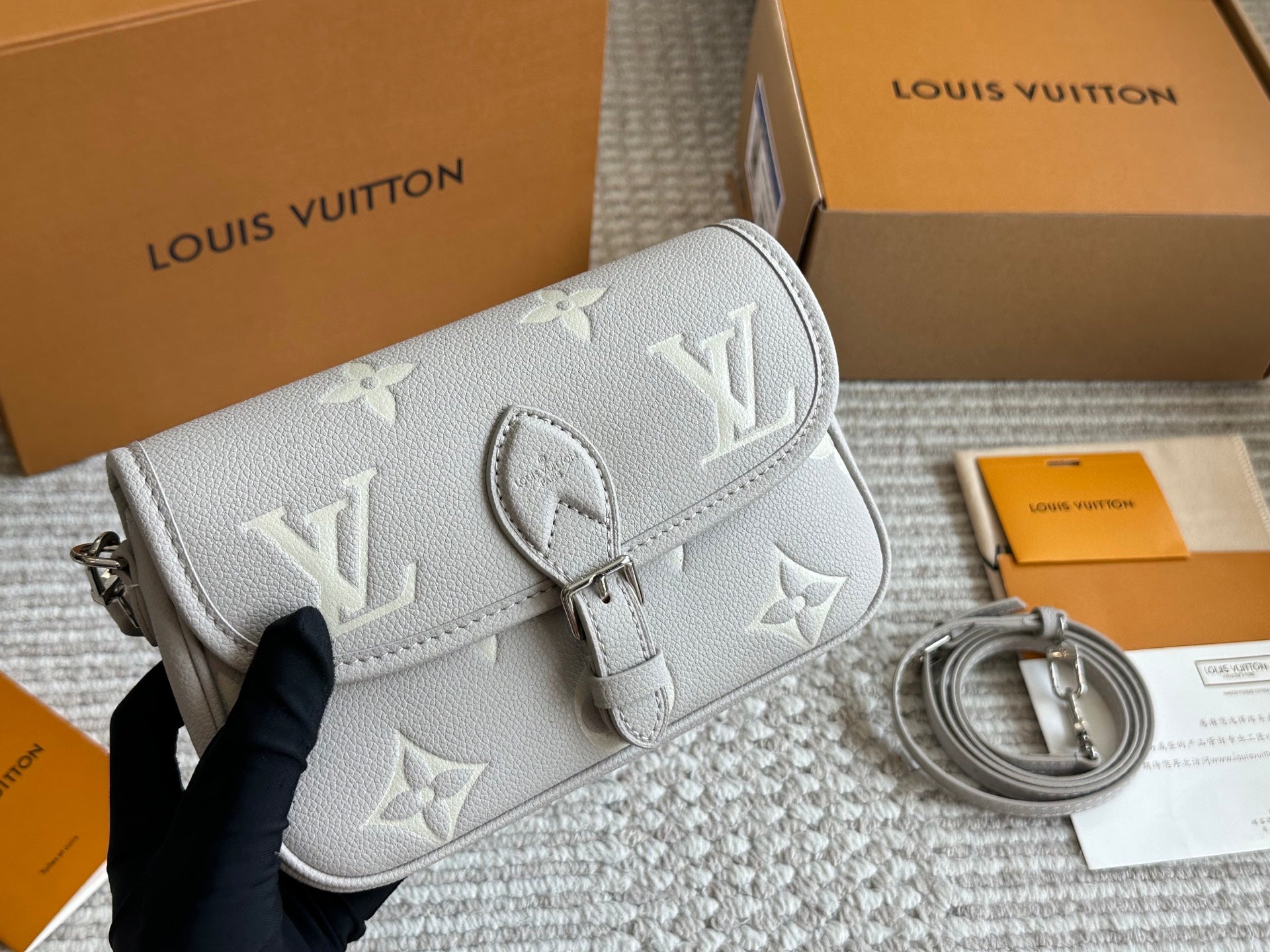 Mini leather baguette bag