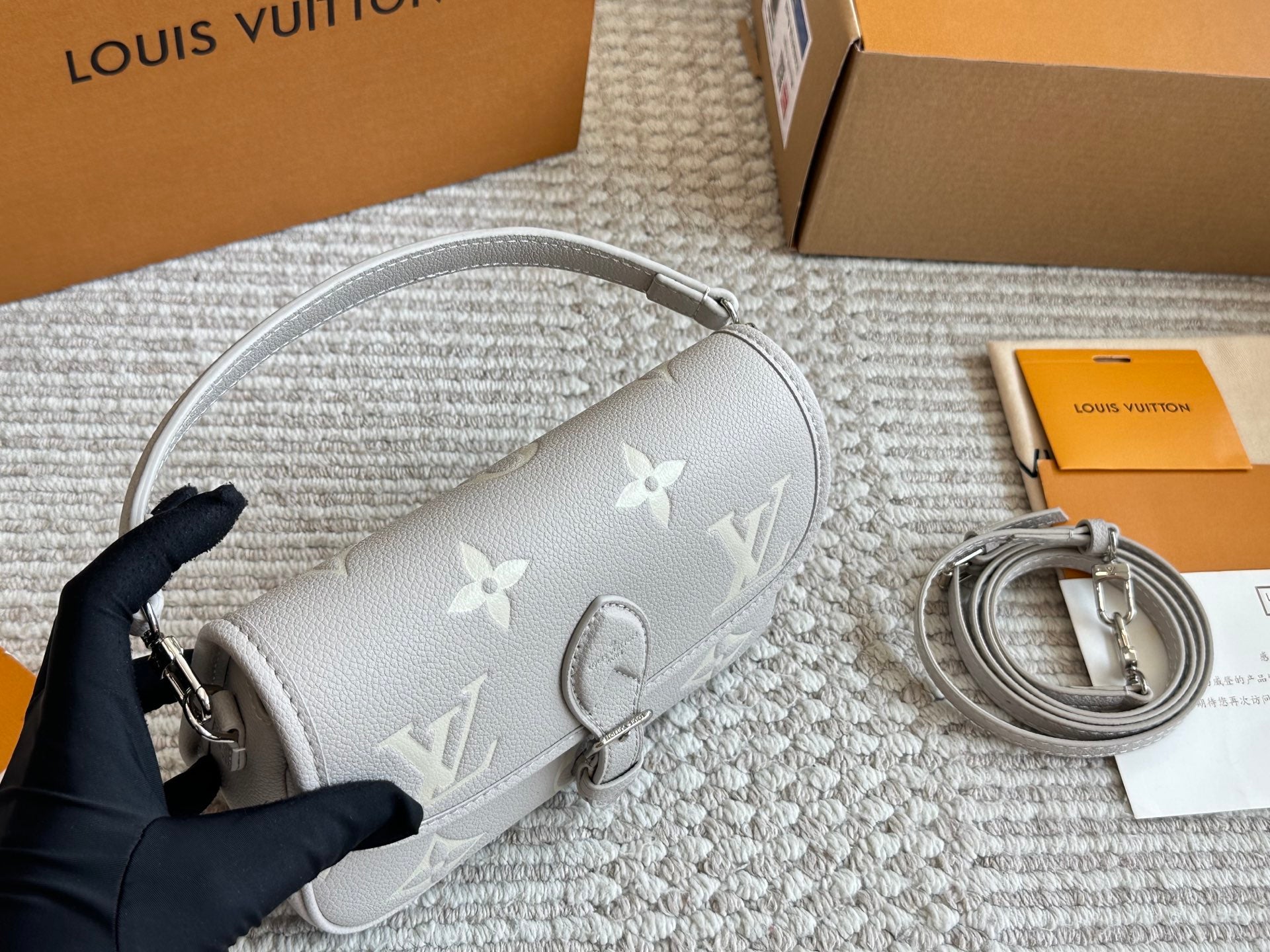 Mini leather baguette bag
