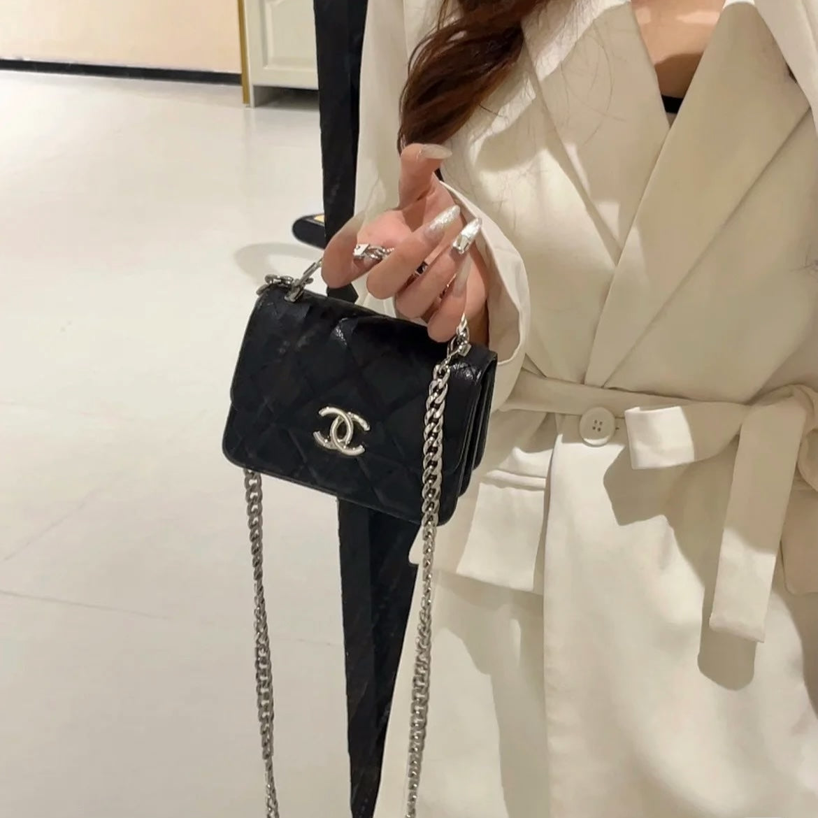 Enamel Handle Crossbody Mini Bag