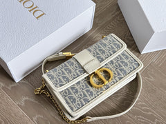 Light blue printed shoulder chain bag