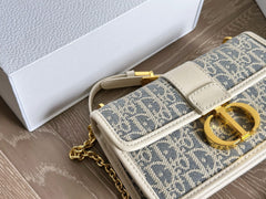 Light blue printed shoulder chain bag