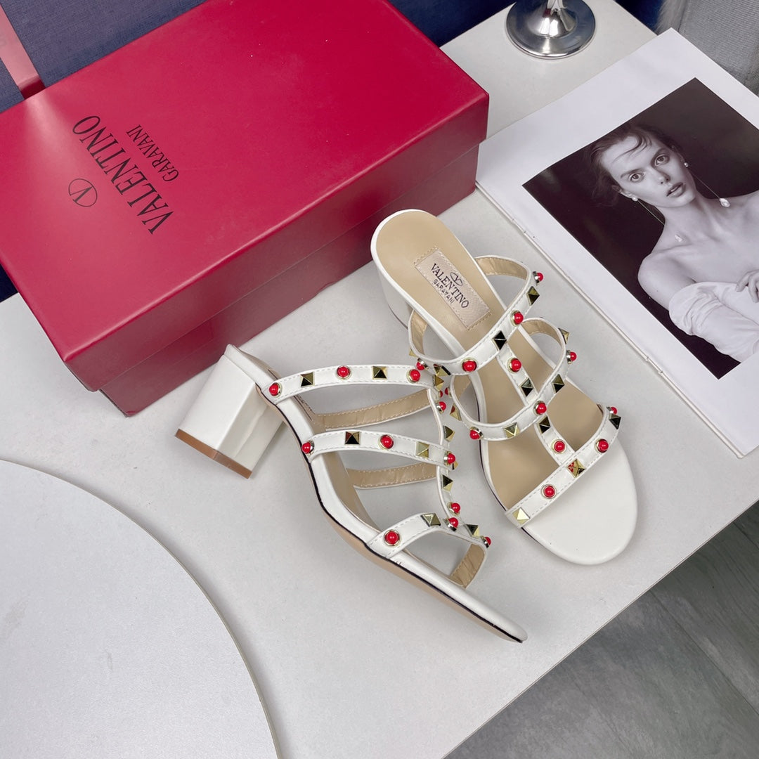 Gemstone block heel sandals