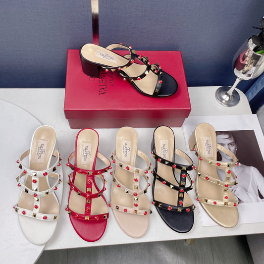 Gemstone block heel sandals