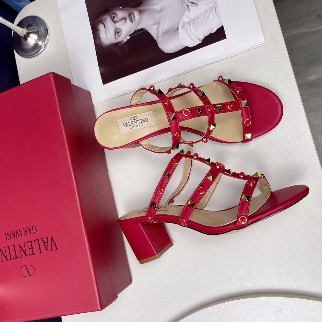 Gemstone block heel sandals