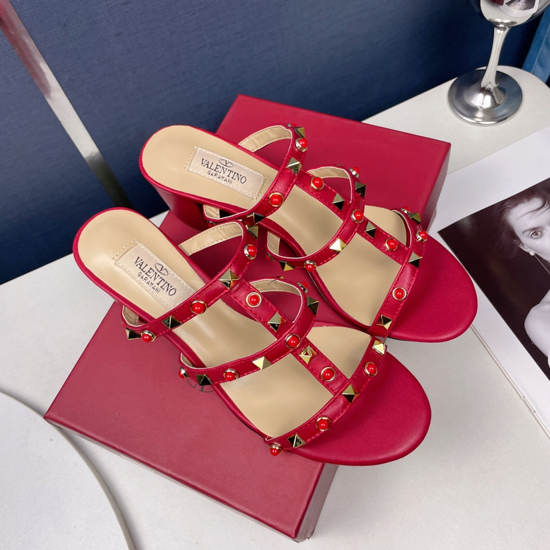 Gemstone block heel sandals