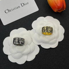Black Enamel Monogram Ring