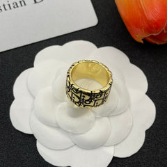 Black Enamel Monogram Ring