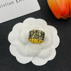 Black Enamel Monogram Ring