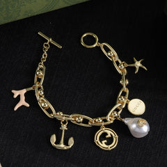 Pearl Starfish Pendant Bracelet