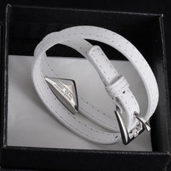 Double leather enamel label bracelet
