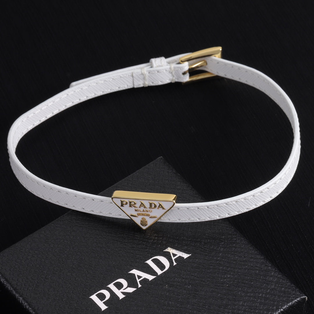 Double leather enamel label bracelet