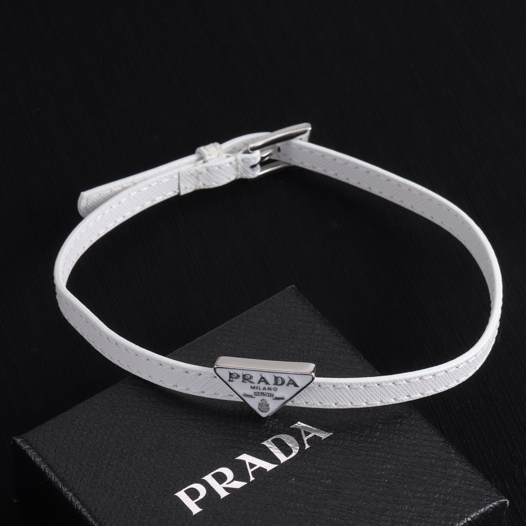 Double leather enamel label bracelet