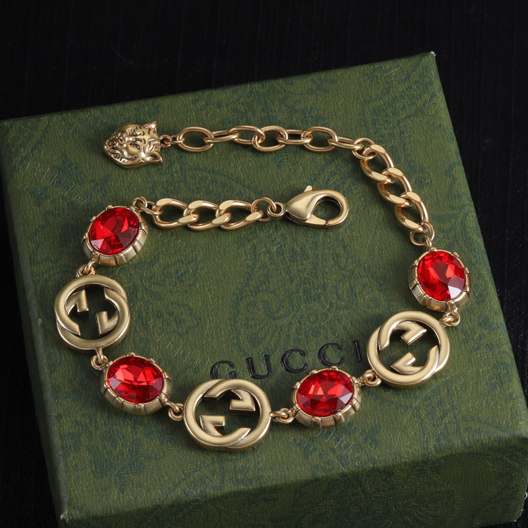 Vintage Red Crystal Jewelry Set