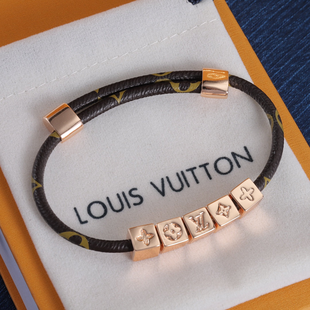 Letter Square Leather Bracelet