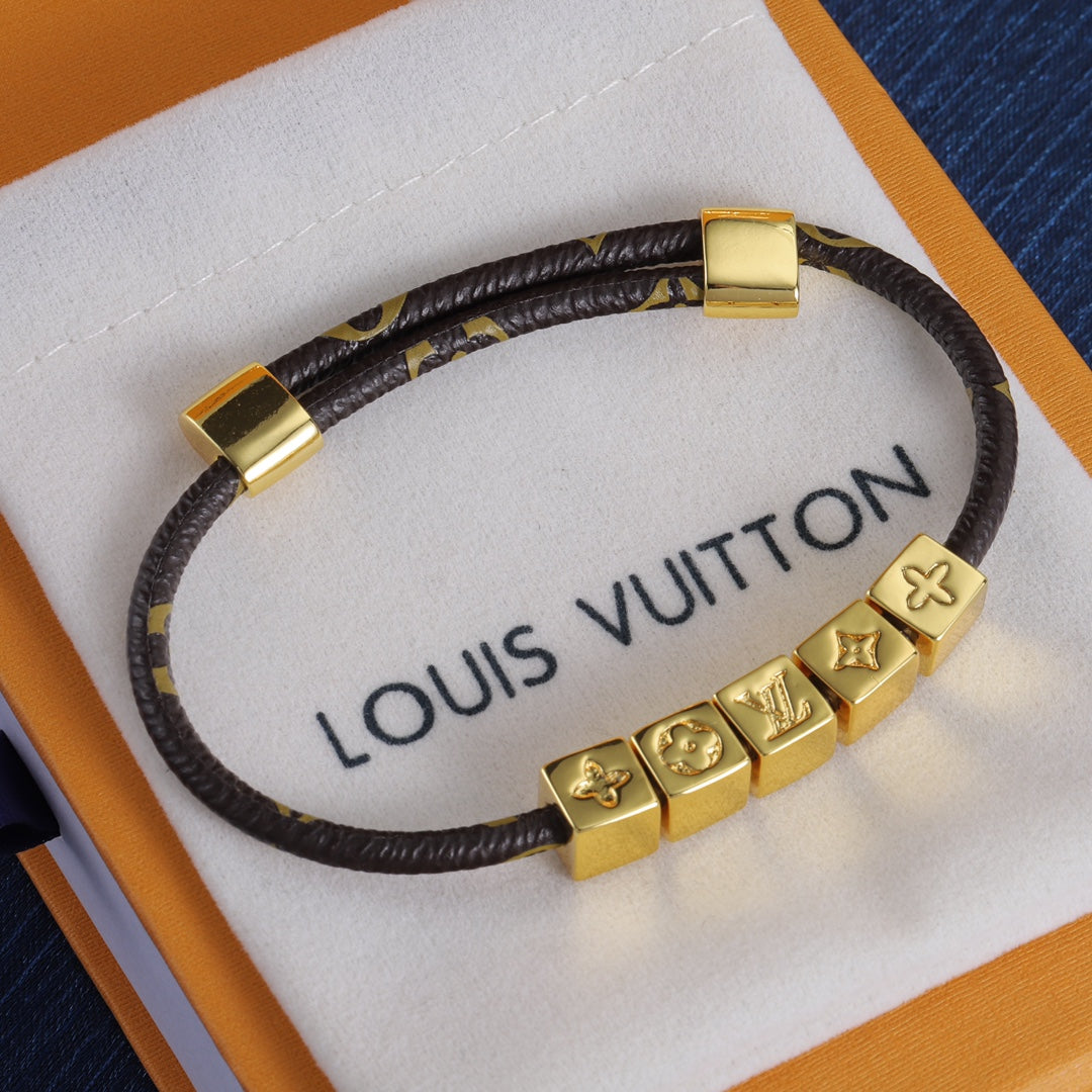 Letter Square Leather Bracelet