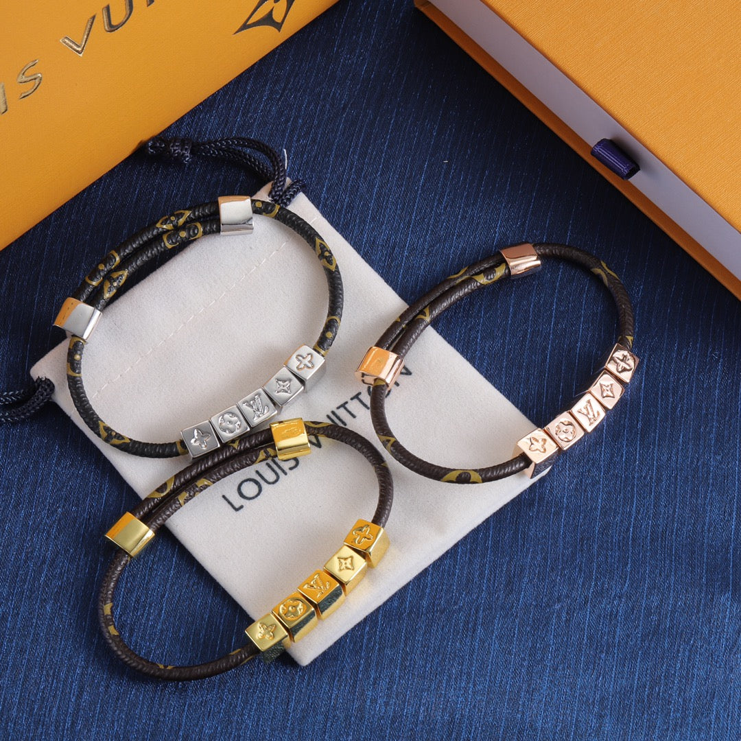 Letter Square Leather Bracelet