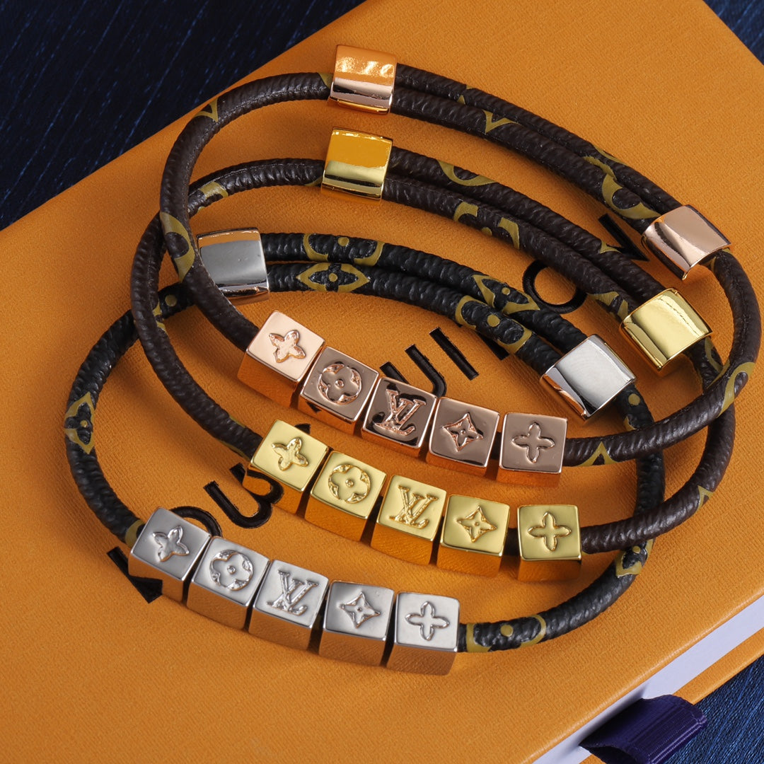 Letter Square Leather Bracelet