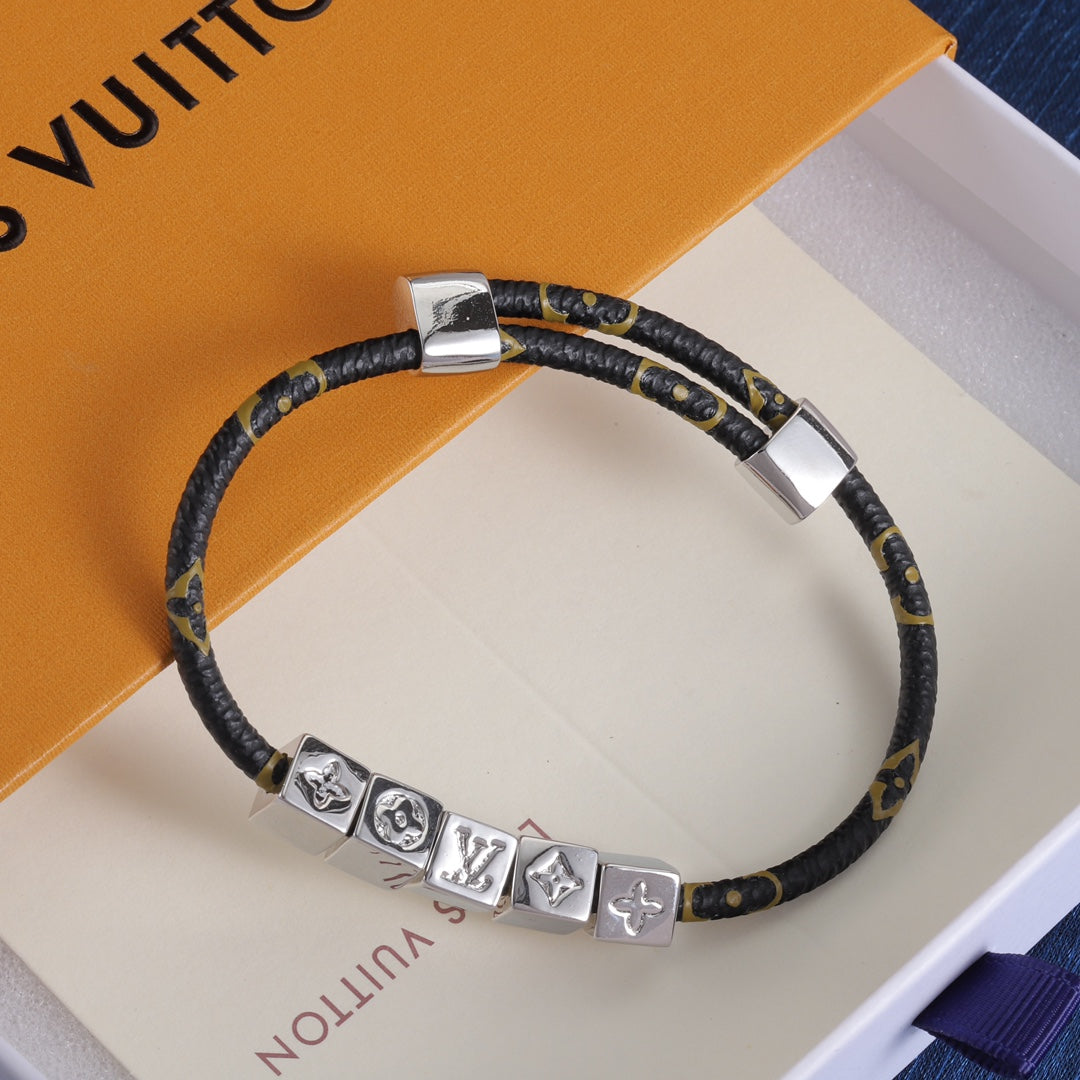 Letter Square Leather Bracelet