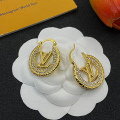 Diamond Alphabet Hoop Earrings