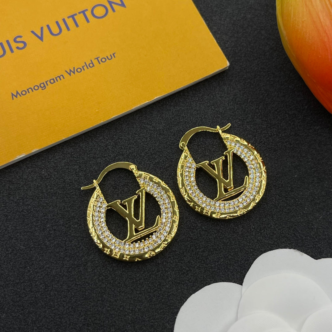 Diamond Alphabet Hoop Earrings