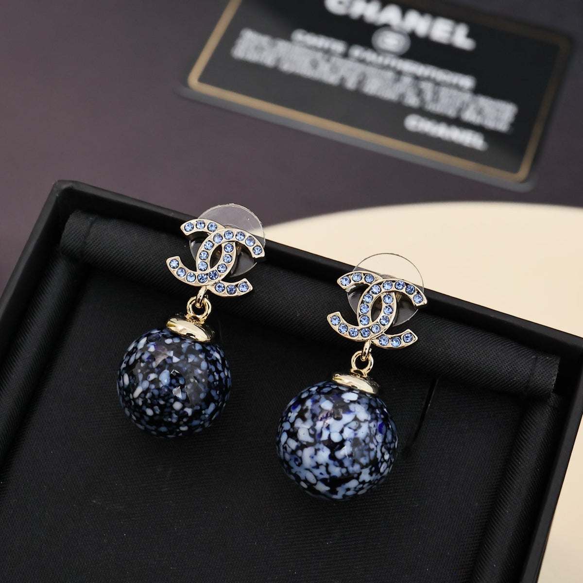 Blue And White Porcelain Glass Earrings