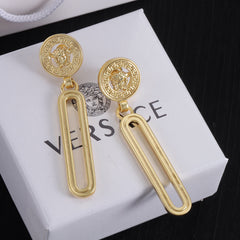 Gold Monogram Long Earrings