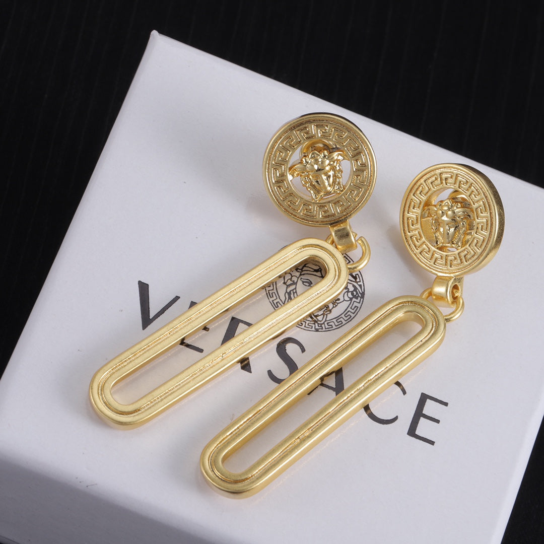 Gold Monogram Long Earrings