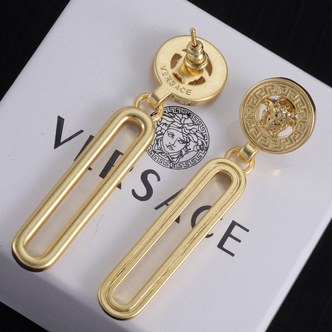 Gold Monogram Long Earrings