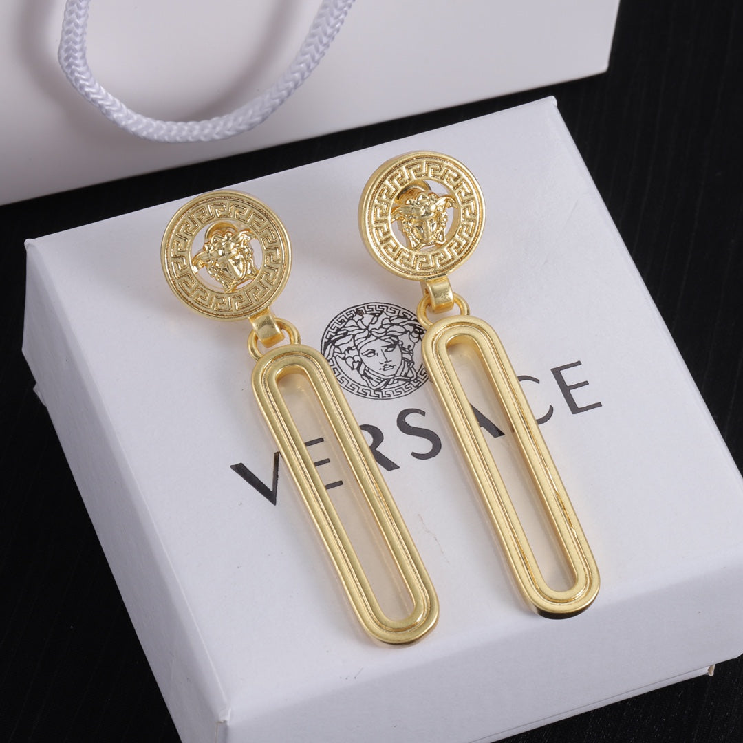 Gold Monogram Long Earrings