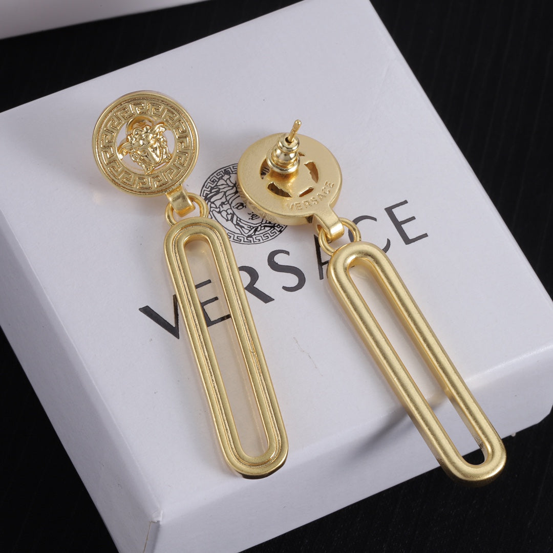 Gold Monogram Long Earrings