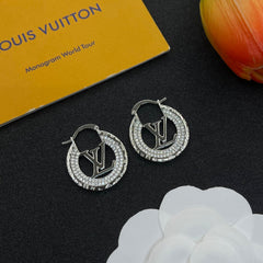 Diamond Alphabet Hoop Earrings