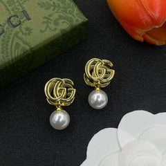 Pearl Pendant Letter Earrings