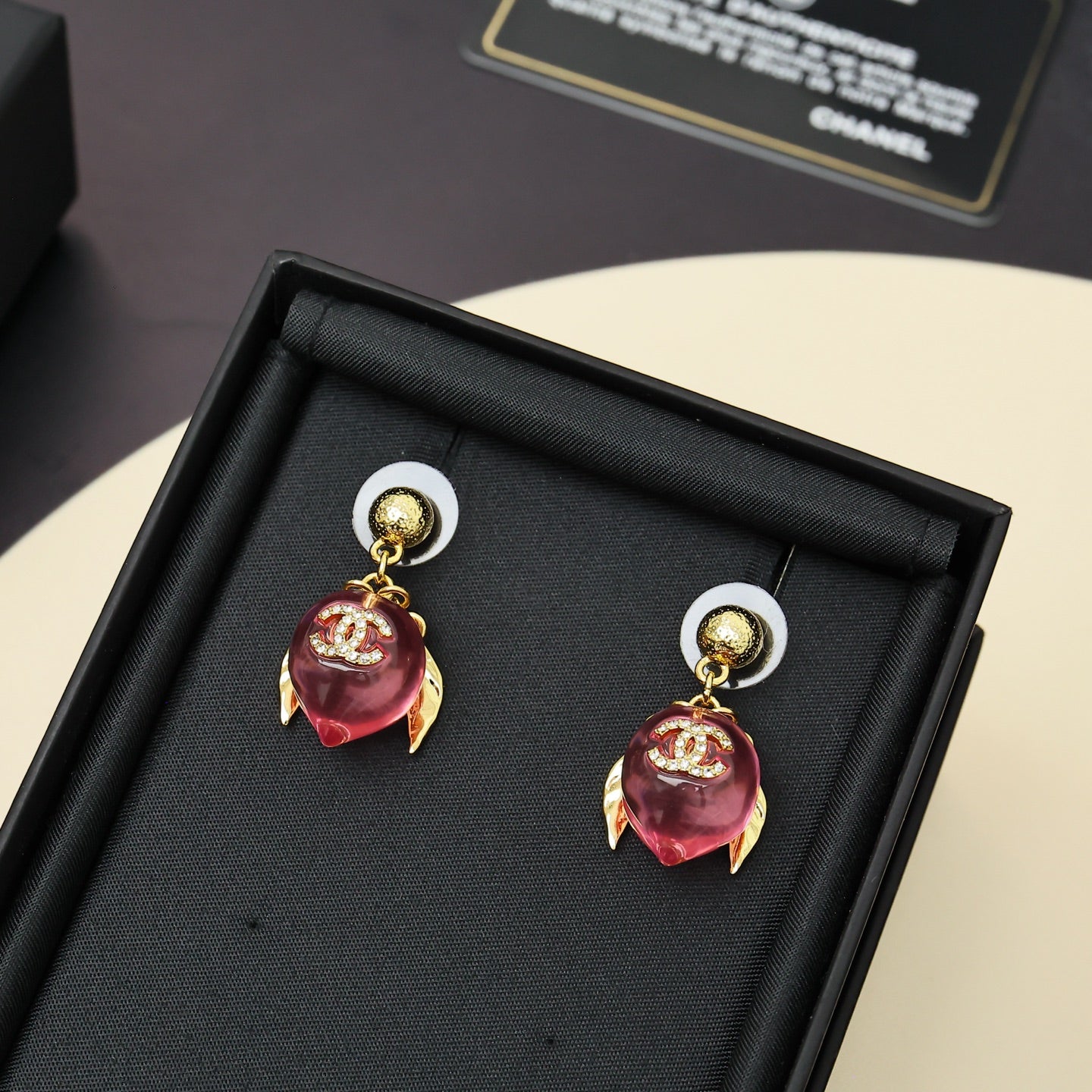 Resin Peach Earrings
