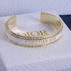 Diamond enamel open bracelet