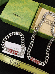 Titanium steel nameplate bracelet & necklace