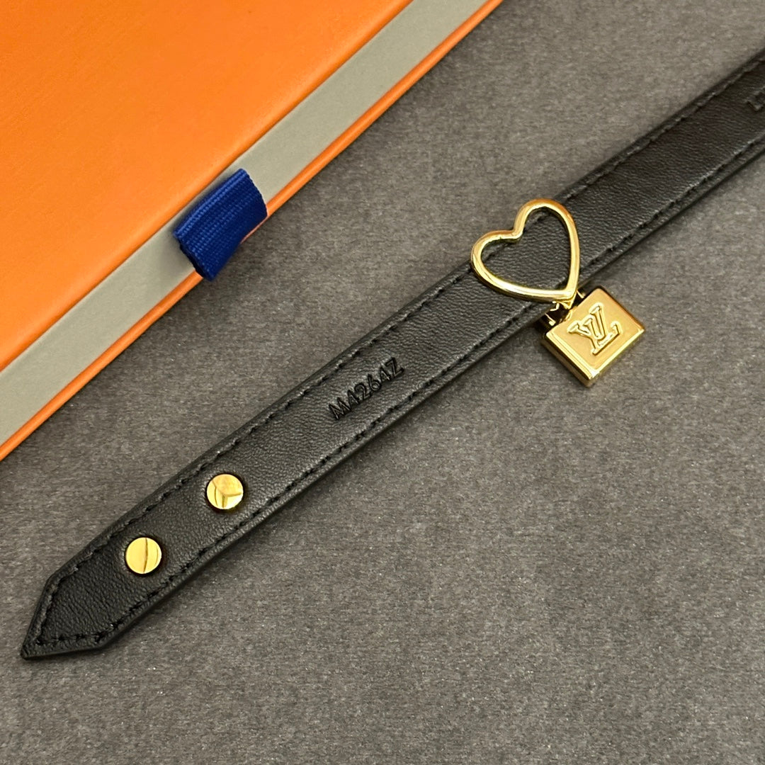Heart lock leather bracelet