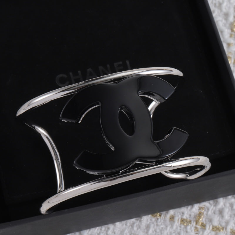 Silver enamel openwork letter bracelet