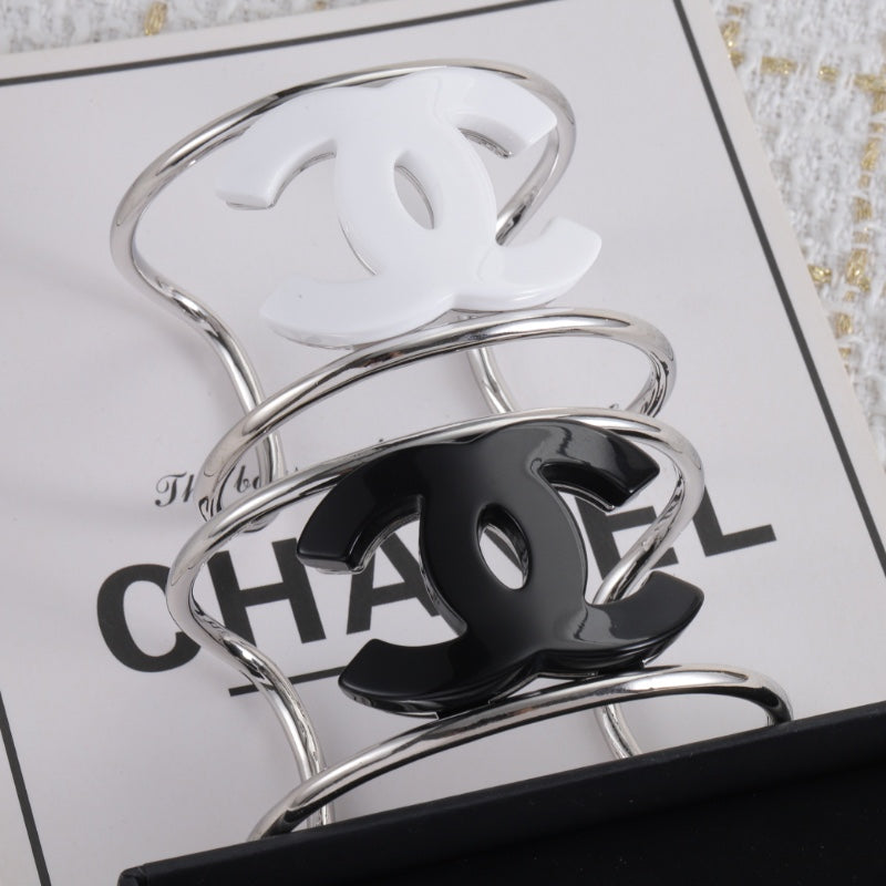 Silver enamel openwork letter bracelet